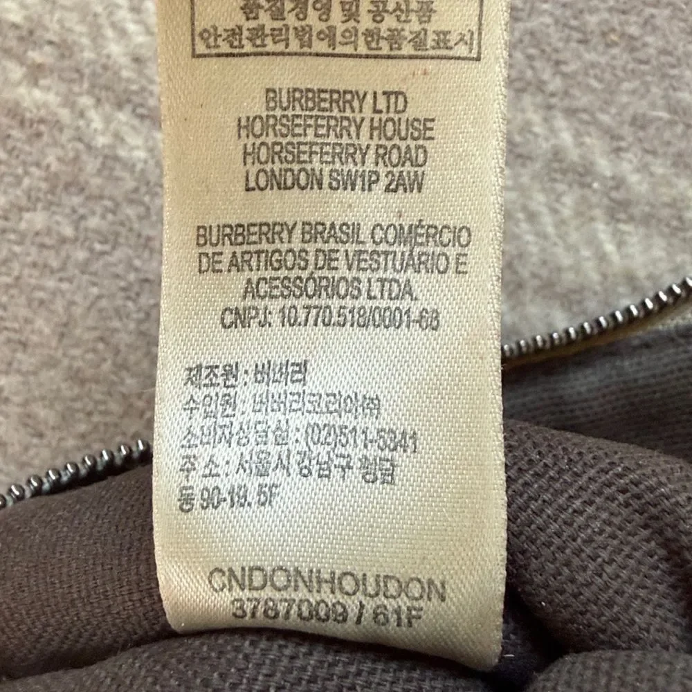 Burberry Check Canvas Zip Pouch with Leather Trim
